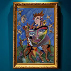 Lámina digital "La guerrera del unicornio " imprimible en alta resolución arte Celta